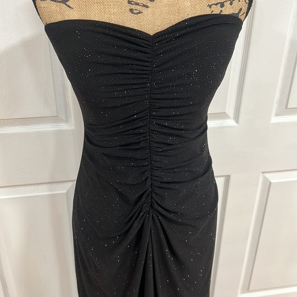 JS Boutique womanblack glittery long maxi formal dress evening gown shift - Picture 3 of 6